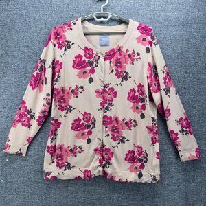 Old Navy Womans Cardigan Size 4X Cottagecore Floral Print Button Front Vintage